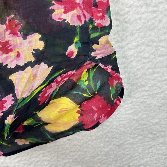 VTG 80's Jacque & Koko‎ Shirt Button Up 26/28 Floral Hawaiian Artsy Boho Sheer - Picture 7 of 14